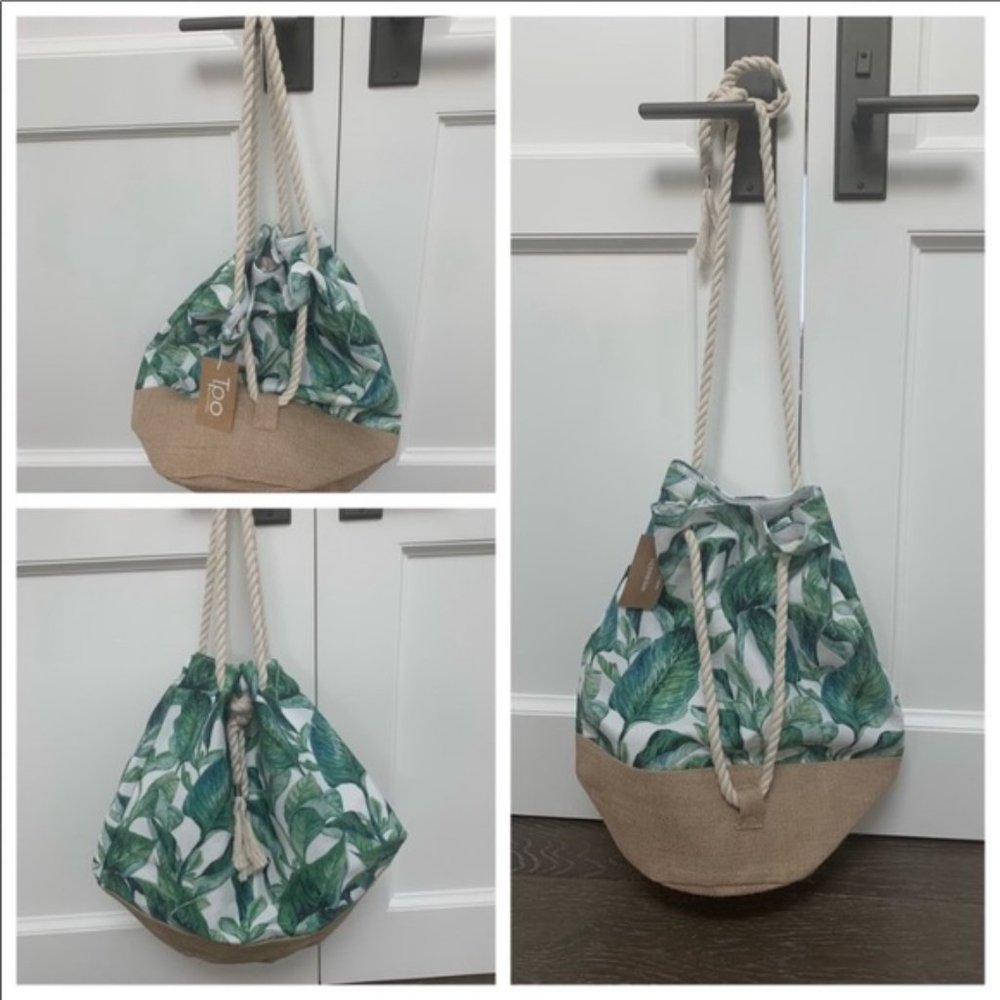 HP✨Tropical Palm Leaf Bucket Bag Backpack Tote NWT - Picture 7 of 10